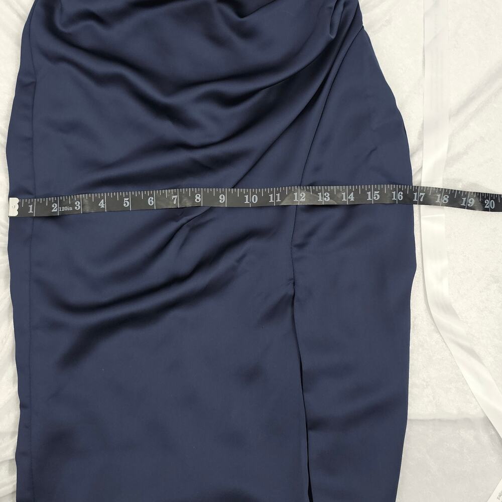 After Six Blue Satin Corset Draped Column Skirt Formal Maxi Dress Size 2R NWT - Picture 14 of 15